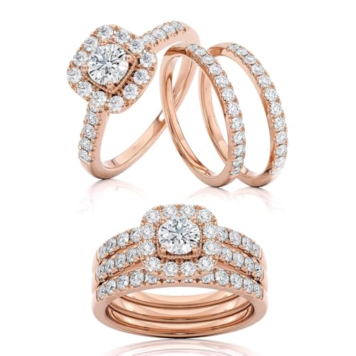 1 Carat Diamond Engagement Ring - 14 Karat Gold Ring for Women Diamond Anniversary Promise Band (Size 4 to 11) Made in USA