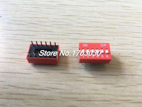 5 Pcs 6 Way 12 Pin 2.54mm Pitch PCB Mounted Piano Type DIP Switch Red