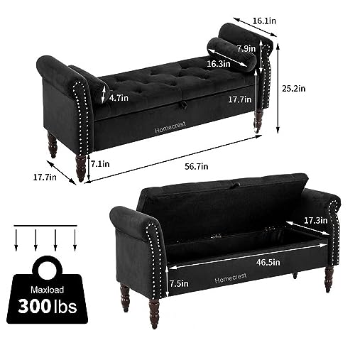 Image of Cleobury Storage Couch Bench Ottoman Bench 2 Seater Sofa Settee for livingroom badroom Office (Black)