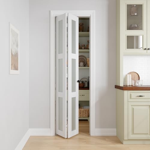 COSHOMER Bifold Doors for 24" x 80" Opening, 3-lite Tempered