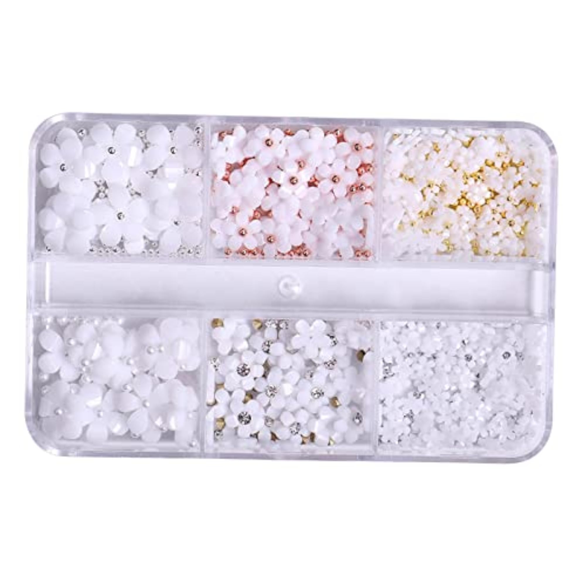 Mixed 3D Flower Nail Charms for Nail Crafts, 6 Grids