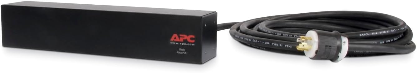 APC Rack Mount PDU, Basic 120V-208V/30A Three-Phase PDU, 4 Outlets, 2U Horizontal Rackmount AP7580