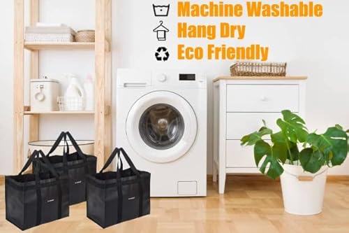 Homemell Reusable Grocery Bags Heavy Duty Foldable Shopping Bags - Extra Strength Large Size Black Collapsible Tote (6 Pack) #TOP4