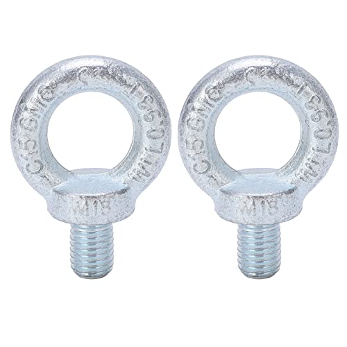 Respicefinem 2Pcs Lifting Galvanized Carbon Steel Eyebolts Threaded Lifting Shoulder Eyebolt M22 (M18)