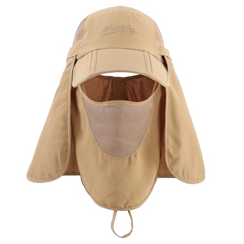Image of Connectyle Men's Foldable Baseball Sun Cap with Removable Face Mask Neck Flap Cover UPF 50+ Sun Protection Fishing Hiking Hat