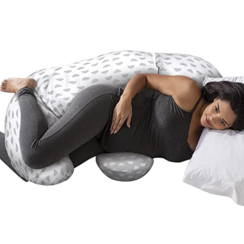 Image of Boppy Full Body Side Sleeper Pregnancy Pillow - Full-Body Maternity Pillow with Stability Panel & Side Sleeper Pillow Support, Washable with Cooling Cover - Gray and White Mirage