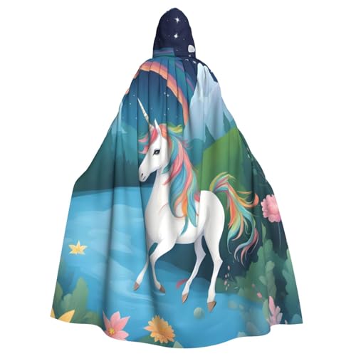 HJFCZH Capa con capucha para adultos con diseño de unicornios corriendo para Halloween, capa con capucha súper grande con pajarita, sin cremallera