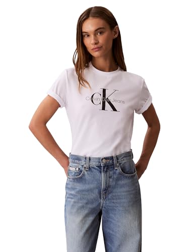 Calvin Klein Women's Monogram Logo Crewneck T-Shirt Brilliant White