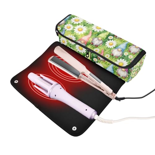 Estuche 2 en 1 para planchas y rizadores de viaje y tapete resistente al calor doble capa para herramientas calientes como planchas, rizadores, volumizador y estilizador de cabello miniatura 2