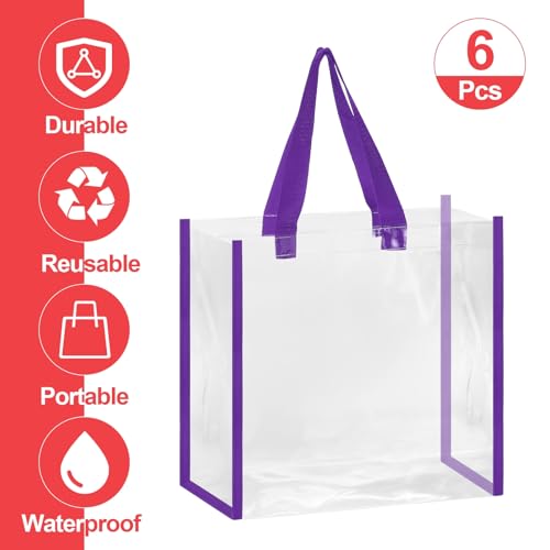uxcell Clear Tote Bags Bulk, Reusable Clear Plastic Tote Bags with Handles PVC Stadium Approved Clear Bag Beach Bag3