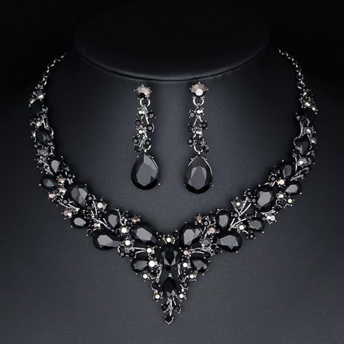 Image of Shining Diva Fashion Stylish Design Fancy Crystal Necklace Jewellery Set for Women | Trendy Celebrity Inspired Jewellery