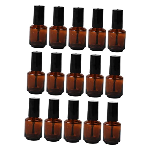 VILLFUL 15 Piezas Botellas de Esmalte de Uñas de Vidrio de Frascos Cilíndricos con Pincel Envases Vacíos para Pintauñas y Gel Profesional Recargables y Sellados para Evitar Fugas