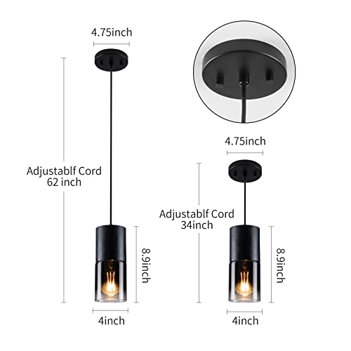 DANBEE 1-Light Modern Pendant Light Fixtures,Pendant Lighting for Kitchen Island,Black Hanging Pendant Lights with Adjustable Cord,Farmhouse Pendant Lights for Kitchen Island,Dining Room,Bathroom - Image 4