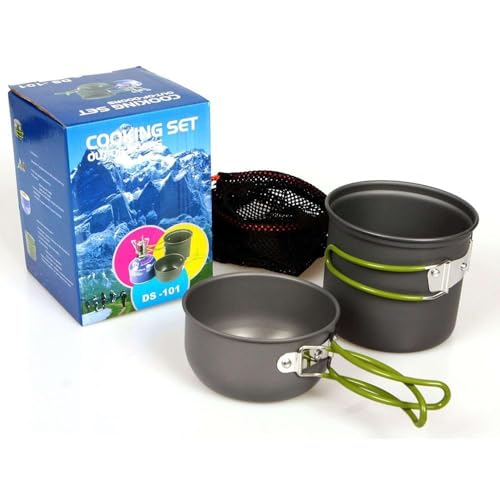 Kit Panelas Camping Alumínio para Cozinha Acampamento Outdoor Viagem Praia Pesca com Bolsa Sacola 2 Peças
