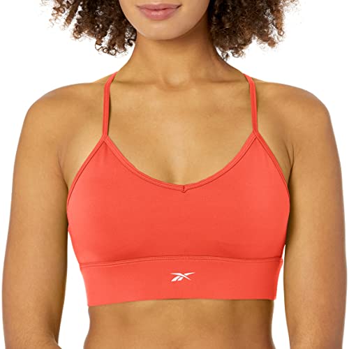 Image of Reebok Women's Satin 91% PES /9% El-Interlock-Hydrophilic Finish /Print-Digital Sublimation-Disperse Classic Workout Sports Bra
