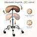 OmySalon Saddle Stool Rolling Chair, Ergonomic Saddle Chair with Swivel Wheels, Adjustable Hydraulic Stylist Cutting Stool for Salon Tattoo Massage Office Medical, Brown