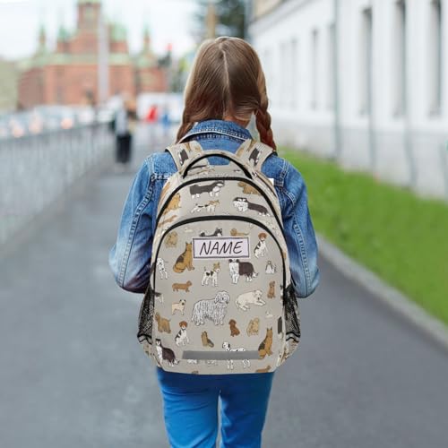 Rucksack mit Hundemotiv, Braun, für Teenager, Jungen, Mädchen, Kinder, personalisierbar, für Reisen, Camping, Fitnessstudio, Wandern, multi