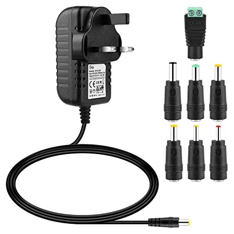 EFISH Power Supply Adapter 12V 1A 12W,Power Plug for 12V Home Appliances,CCTV Camera,Yamaha keyboard,Routers,Hubs,LED strips,Telekom,T-Com,Speedport,Radiowecker,Scanner,Switch+7Plugs Cover