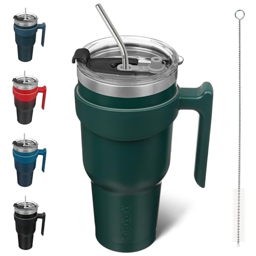 Image of BJPKPK 40 oz Tumbler with Handle & Straw, Insulated Stainless Steel Mug