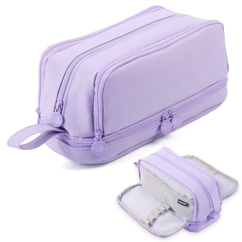 MAMUNU Large Capacity Pencil Case 4 Compartments, Big Pen Pouch with Zipper Portable Handle