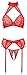 Produktbild Orion Dessous-Set - verführerische Reizwäsche mit Spitze, dreiteilig, BH mit Neckholder, offener String und Strapse, für Frauen, in Rot (L)