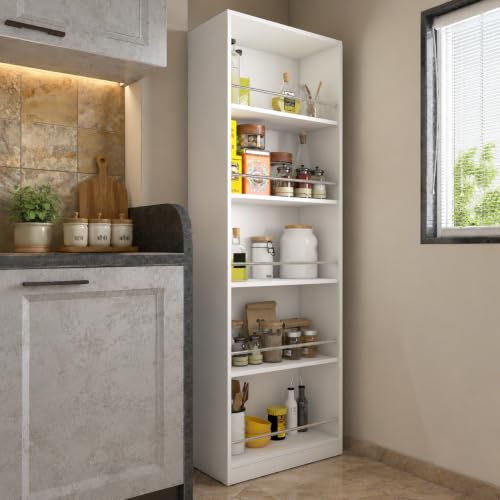 Image of Studio Kook Cucina Tall Kitchen Cabinet with Guard Rails, Moonshine White