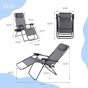 SUNLEI Patio Outdoor Chaise Lounge Chairs Beach Pool Side Lawn Deck Portable Folding Recliner Adjustable Lounge Chair Set of 2Grey