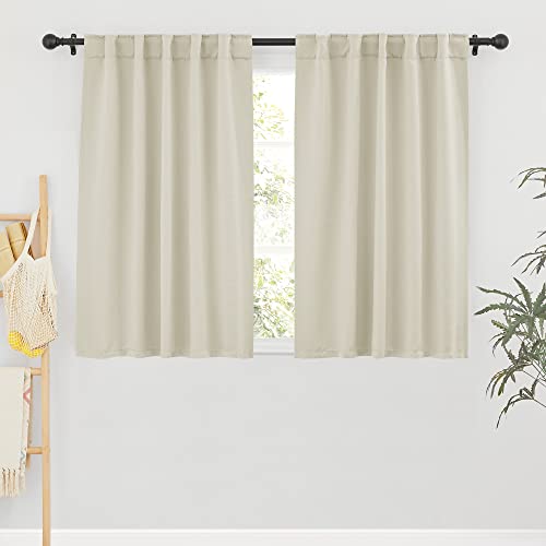 Image of RYB HOME Small Window Curtains Blackout, Privacy Thermal Insulating Drapes for Bedroom Bathroom Basement Cafe Classroom Window Decor, W 34 x L 45 inches, Beige, 2 Panels