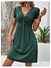 EIRUKON Sommerkleid Damen Elegant Kurzarm V-Ausschnitt Kleider Sommer Kleid A Linie Knielang Strandkleider Hohe Taille Freizeitkleid Gedrehte Knoten,Grün,L