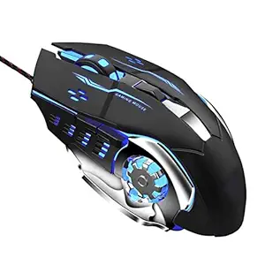 VIBOTON Gaming Mouse, Wired USB 2.0 Optical Mice, 3200 DPI LED Backlight 6 Button, 4 Color Breathing Lights with 1.5M Nylon Cable for Gamers