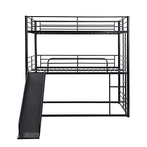 Emkk Full Size Triple Bunk Bed For Kids With Built-In Ladder,Full Size Metal Bunkbeds With Safety Guardrails,Can Be Separated Into 3 Twin-Size Beds,Noise Free For Dorm,Bedroom,Guest Room #TOP6