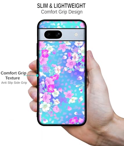 Image of Floral Blue Pattern Design Premium 2D Printed Metal Back Case Cover for Google Pixel 7A 5G