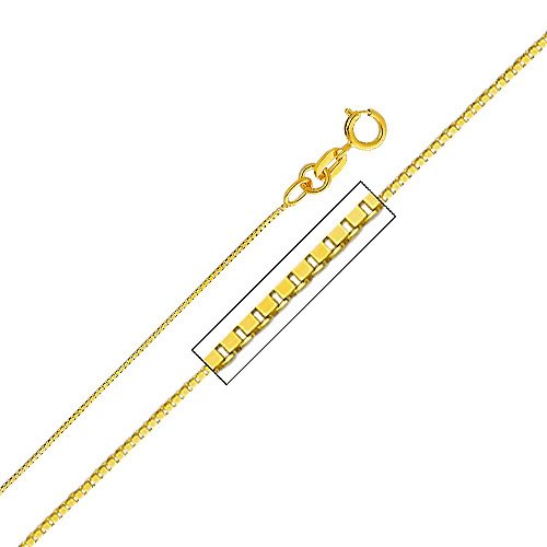 The World Jewelry Center 14k Yellow Gold Cornicello Italian Horn Pendant with 0.65mm Box Link Chain Necklace4