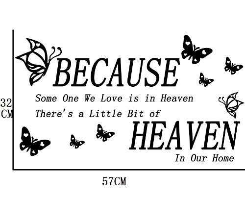 Bibitime Butterflies Quotes And Sayings Wall Decal Because Someone We Love Is In Heaven, There's A Little Bit Of Heaven In Our Home Vinyl Lettering Stickers,22.44"X 12.59" #TOP1