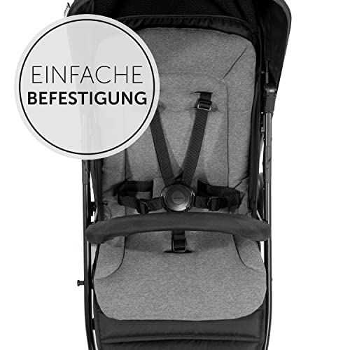hauck Universal Sitzauflage für Buggys Kinderwagen & Fahrradanhängern aus Atmungsaktiver, Weicher Baumwolle, Einfache Befestigung, für Sommer & Winter (Pushchair Seat Liner, Charcoal)