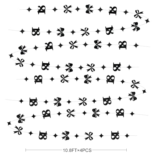 Image of Black 18th Bow Birthday Decorations Glitter Conquette Bow Garland Streamer Banner Backdrop for Girls Boys Happy 18th Birthday Time to Adult Cheers to 18 Years Old Anniversary Party Supplies
