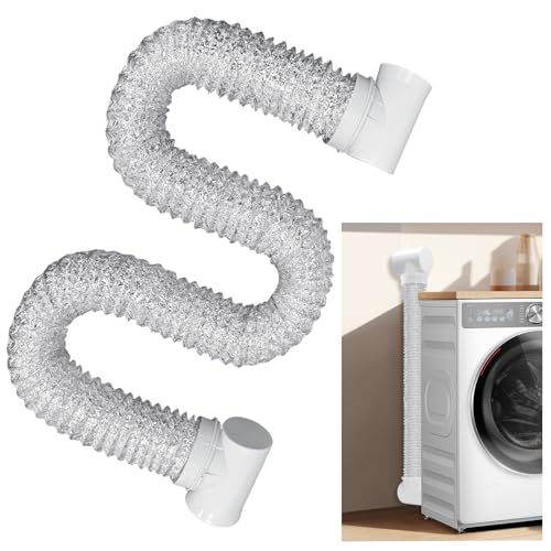 Dryer Vent Connector Kit Double 90 Degree Dryer Vent Elbow + Dryer Vent Hose, Dryer Duct Connector for 4 Inch Tubes, Clothes Dryer Vent Connector Elbow Kit Easy to Clean & Connect in Narrow Spaces