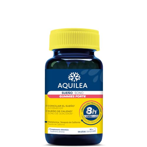 Aquilea Sueño Gummies Forte | 60 gominolas | Melatonina + Melotime™ | Liberación Prolongada. Descanso y Sueño de calidad Con Melisa, Pasiflora, Amapola de California y Vitamina B6 | Sin azúcar