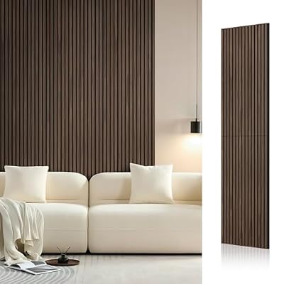 AKK-ART Wood Panels for Wall, Soundproof & Acoustic Wood Slat Wall Panel for Interior Decor, Sound Absorbing Panels for Office,Home Theater & Living Room(Dark Walnut#11,1 Pack-94.5"*23.6")