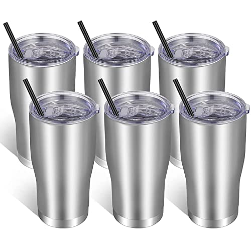 Image of VEGOND 20oz Tumbler Stainless Steel Tumbler Cup with Lid And Straw Vacuum Insulated Double Wall Travel Coffee Mug(Stainless 6 Pack)