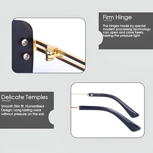 Image of Vintage Rimless Sunglasses Rectangle Frameless Glasses Women Men