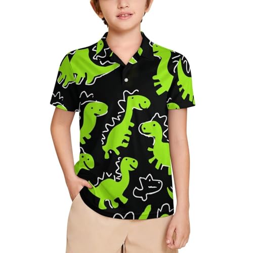 Boys' Classic Polo Shirts Short Sleeve Moisture-Wicking Golf & Tennis Shirts for Youth Teens Cute Cartoon Bugs Flowers