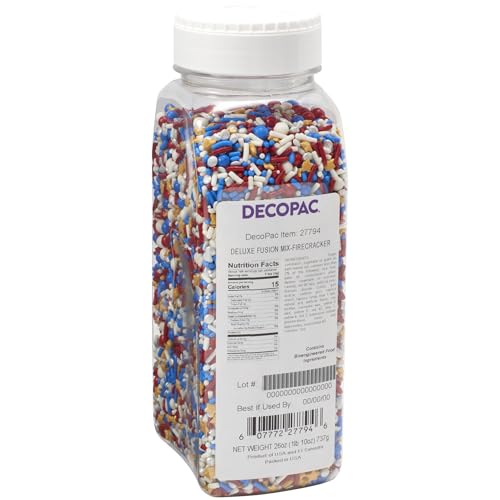 Firecracker Sprinkles Mix for Forth of July Baking Red, White & Blue 27 oz