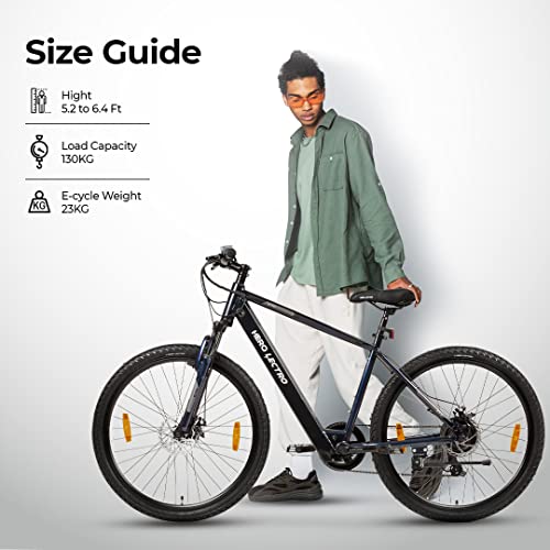 Image of Hero Lectro C7E 27.5T City Hybrid Unisex Electric Cycle | 5.8 ah IP67 Rated Battery | 7 Speed Shimano Gears with Front Suspension, Dual Disc Brakes | Blue | 95% pre-Assembled | Frame: 18 Inch