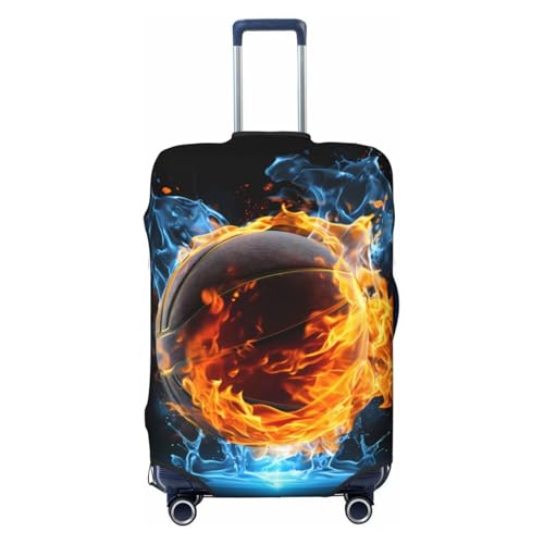 Fire and Water Basketball Travel Luggage Cover Elastic Suitcase Covers Washable Anti Scratch Luggage Dust Covers Protector, Fits 22-24 inch Luggage, M
