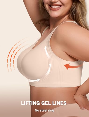 Image of LetsJoli Bras for Women Supportive Wireless Push Up Bra Full Coverage No Underwire Seamless Plus Size for Older Women