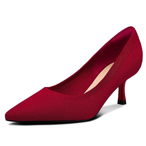 Women's Pointed Toe Low Heel Pumps - Ankle Strap Stiletto Dress Sandals