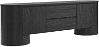 Modway Duval 71" Black Oval TV Stand - Mid-Century Modern Low Profile Media Console with Storage & Cable Management