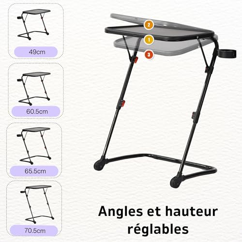 Surface pliable bureau portable avec porte-gobelet pour secrétaire et télétravail - 7