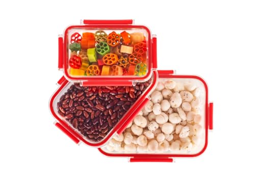 Image of Ritu J-343 Plastic Storage Box Fridge Organizers Kitchen Container Freezer Food,Vegetables,Fruits,Fish and Egg with Airtight Lid - 1000ml